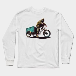 Anime boy on cargo bike Long Sleeve T-Shirt